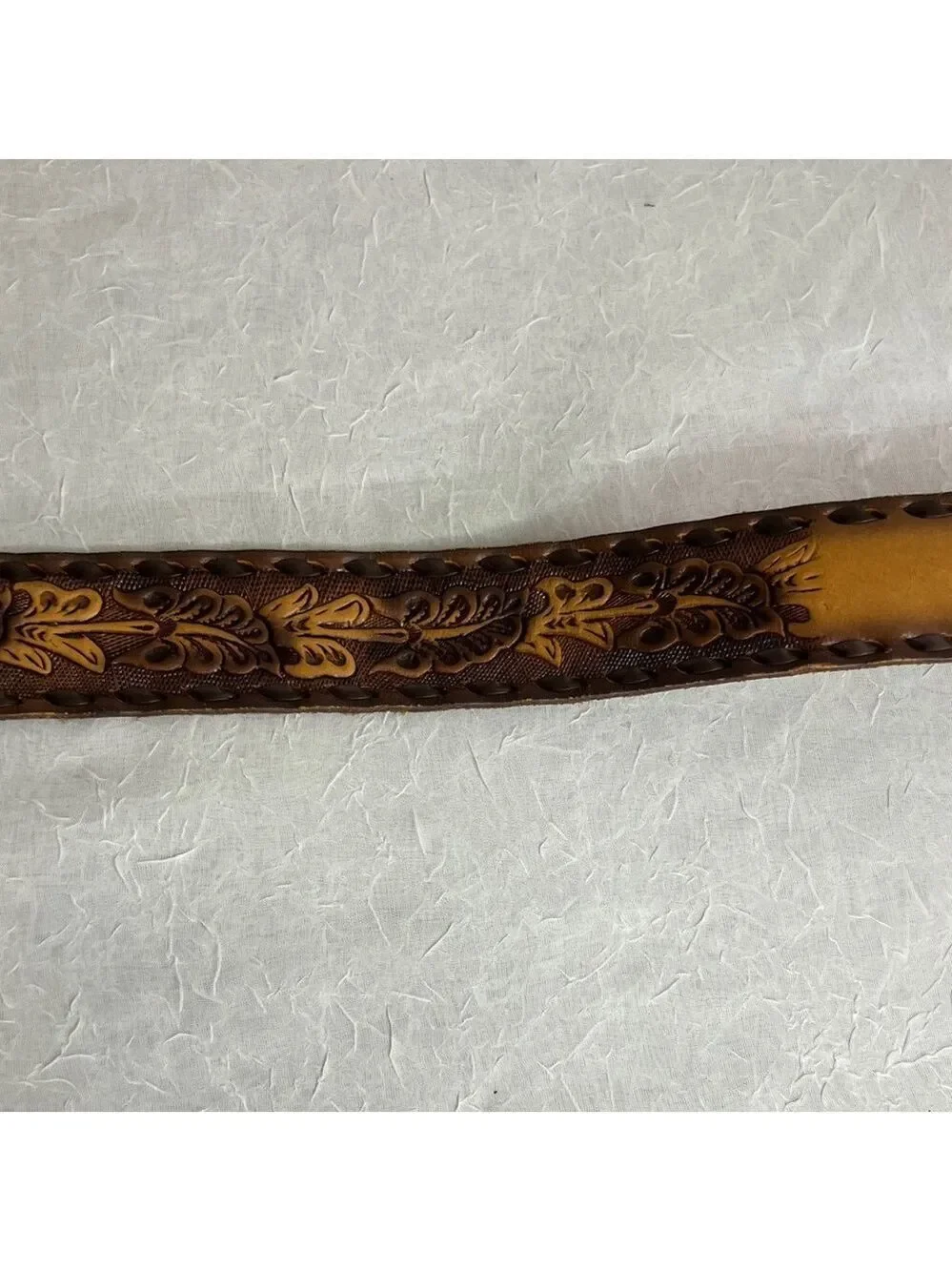 Brown Hand Tooled Leather Men's Belt Size 34